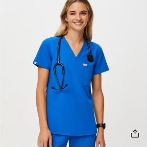 Royal blue figs scrub top